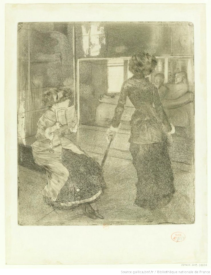 Degas - Mary Cassatt au Louvre. Musée des Antiques, 9e et dernier état, btv1b104625201