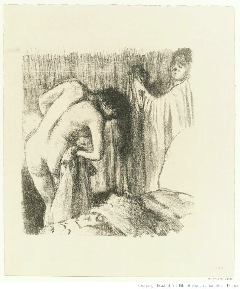 Degas - La sortie du bain, petite planche, 1er état, btv1b104625112