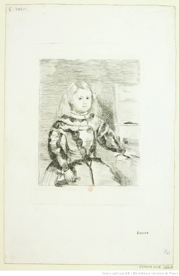 Degas - L'Infante Margarita, d'après le Vélasquez du Louvre, 1er état, btv1b104620562