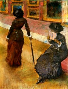 Degas - Mary Cassatt at the Louvre, circa 1880. Free illustration for personal and commercial use.