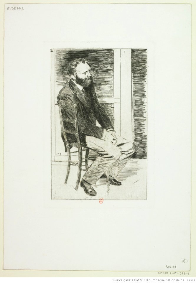 Degas - Manet assis, tourné à droite, 1er état, btv1b10462055m