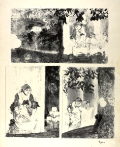 Degas - Mlle Bécat at the Café des Ambassadeurs Three Motifs, 1952.235