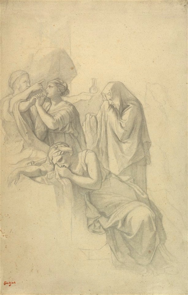 Degas - Mourners after Sacrament of Extreme Unction by Nicolas Poussin, 1943.811