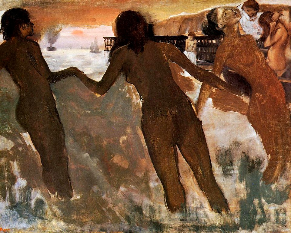 Degas - Peasant Girls Bathing in the Sea at Dusk, circa 1875