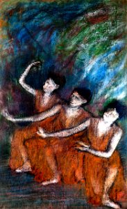 Degas - Three Dancers, circa 1895-1898. Free illustration for personal and commercial use.