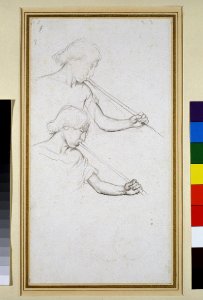 Degas - Recto Two studies for the head of an angel blowing a trumpet, WA1954.70.54