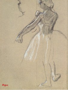 Degas - Tänzerin, ihren Schulterträger richtend. Free illustration for personal and commercial use.