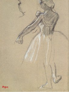Degas - Tänzerin, ihren Schulterträger richtend