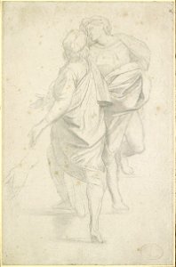 Degas - Two figures standing on a flight of steps, after Raphael, WA1954.70.36