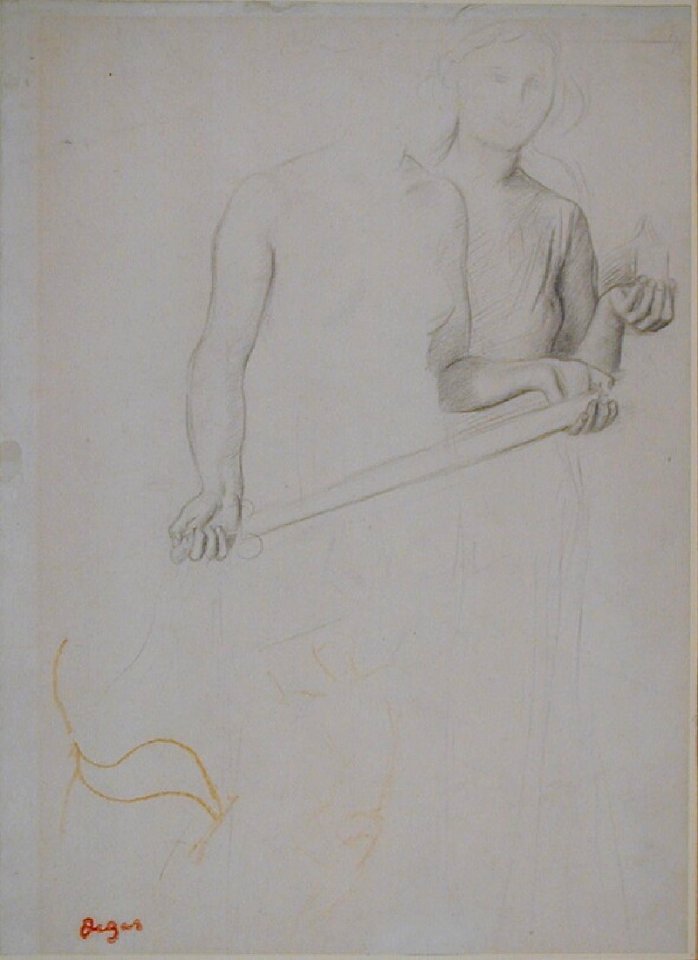 Degas - Two female figures, one holding a sword, WA1954.70.32