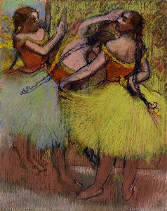 Degas - Three Dancers with Hair in Braids (Trois danseuses les cheveux en tresses), c. 1900, BF143. Free illustration for personal and commercial use.