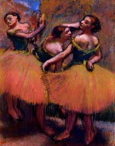 Degas - Three Dancers, Green Blouses, circa 1900. Free illustration for personal and commercial use.