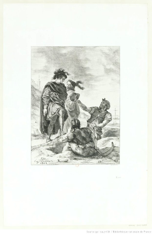 Delacroix - Ce crâne, Monsieur, était celui d'Yorick, le Bouffon du Roi, btv1b10029842z