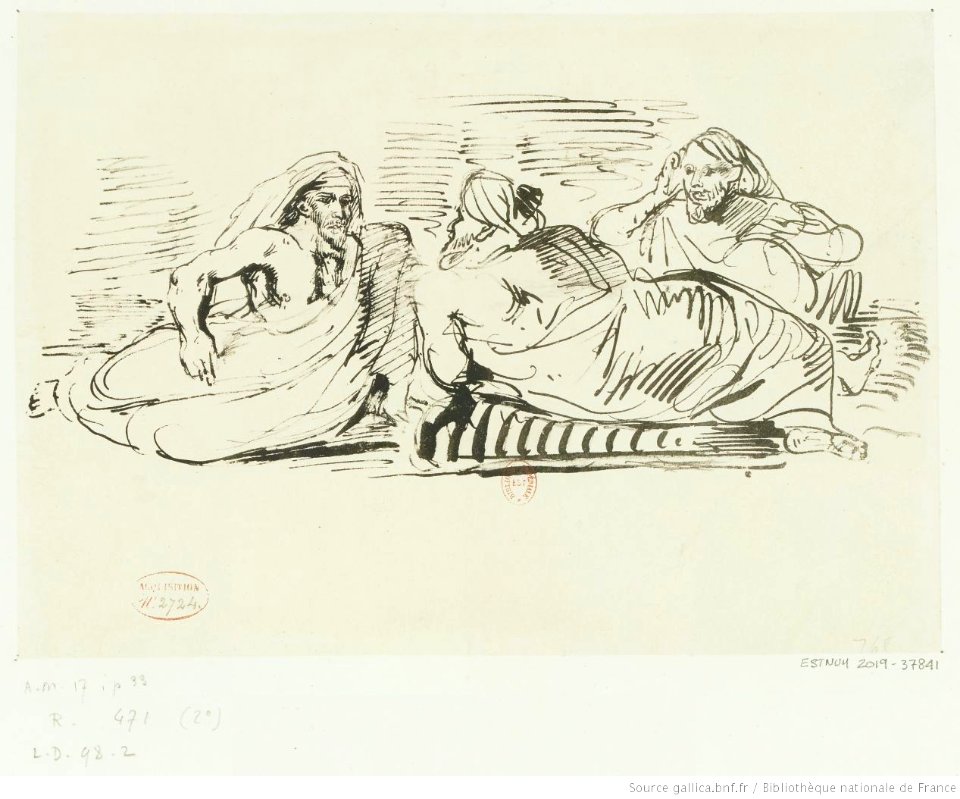 Delacroix - Arabes causant étendus sur des coussins, 2e état, btv1b10029818d