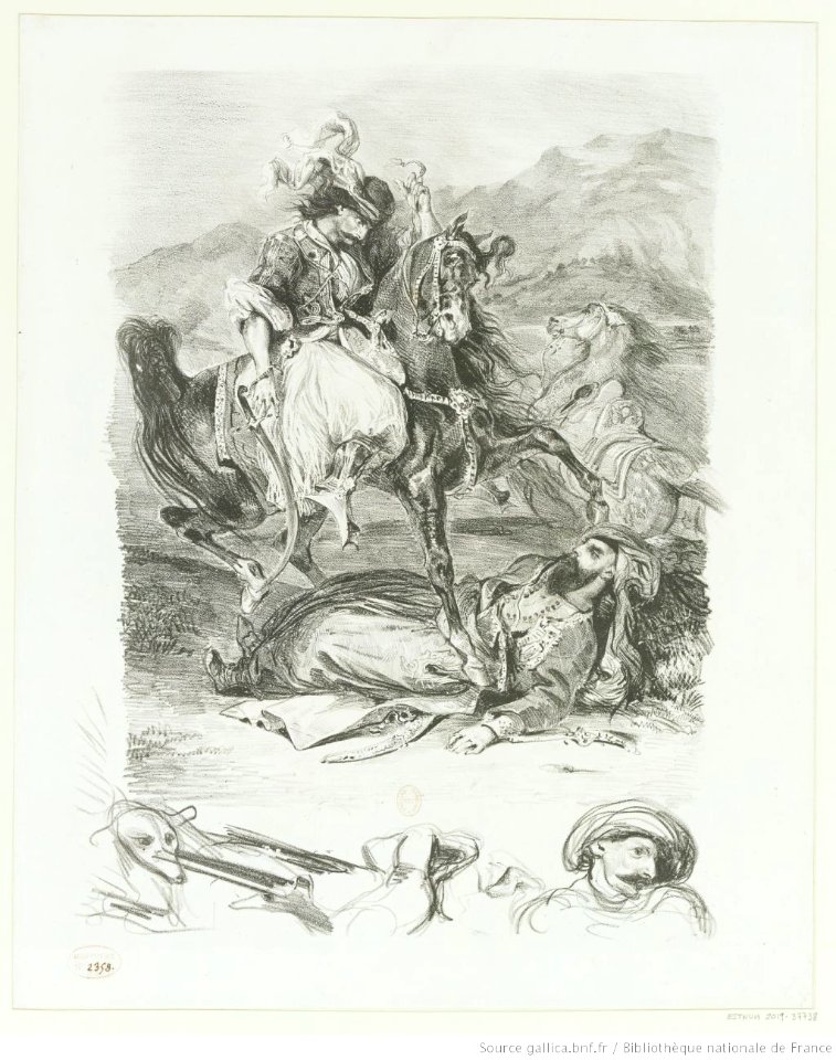 Delacroix - Combat du Giaour et du Pacha, 1er état, btv1b10029715p