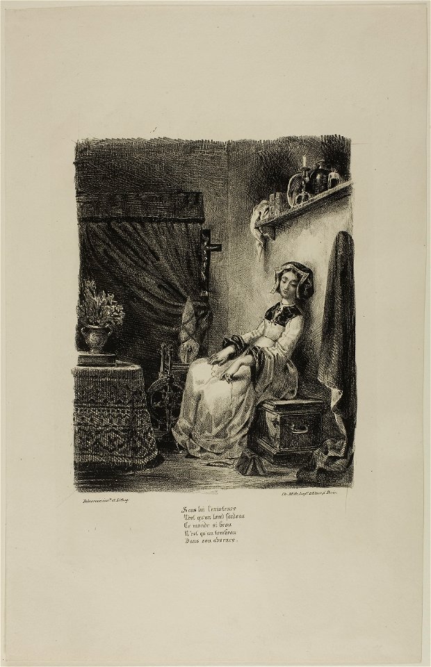 Delacroix - Marguerite at the Spinning Wheel, from Faust, 1955.1102.11