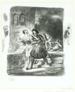 Delacroix - Méphistophélès et Faust fuyant après le duel, 1er état, btv1b100297594