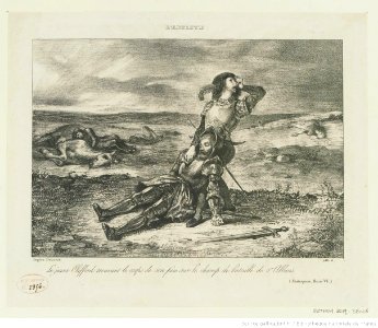 Delacroix - Le jeune Clifford trouvant le corps de son père sur le champ de bataille de S.t Albans, btv1b10461583h