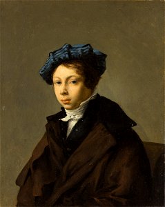 Delacroix - Portrait de jeune homme coiffé d’un béret bleu, Vers 1824