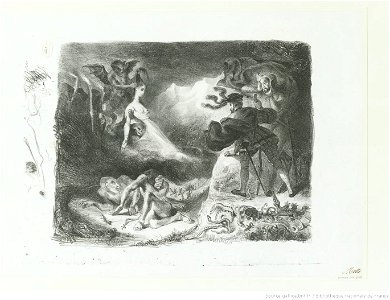 Delacroix - L' ombre de Marguerite apparaissant à Faust, 1er état, btv1b10029772t