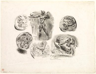 Delacroix - Sheet of Six Antique Medals, 1948.295