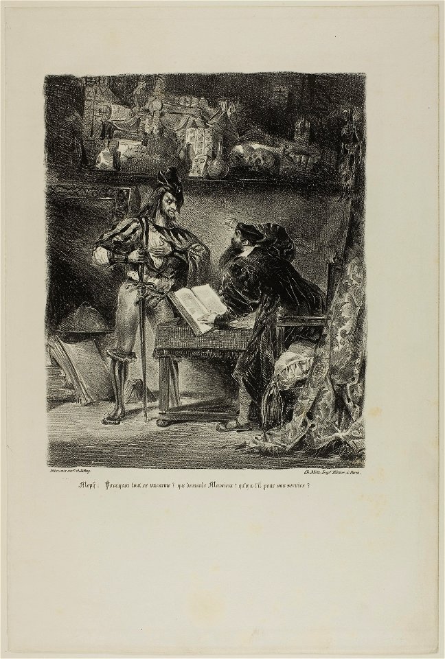 Delacroix - Mephistopheles Appearing to Faust, from Faust, 1955.1102.6