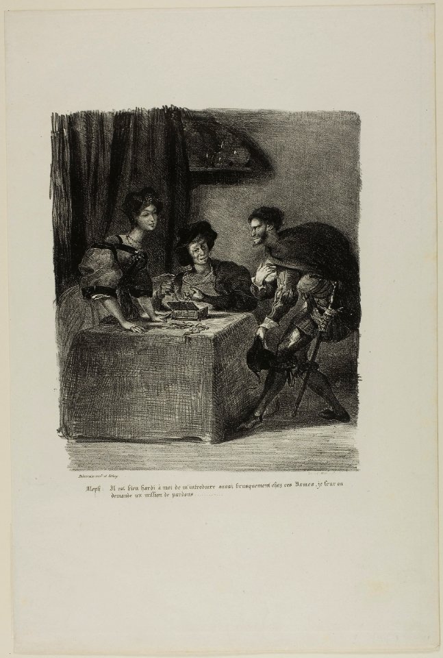 Delacroix - Mephistopheles Visits Martha, from Faust, 1955.1102.10