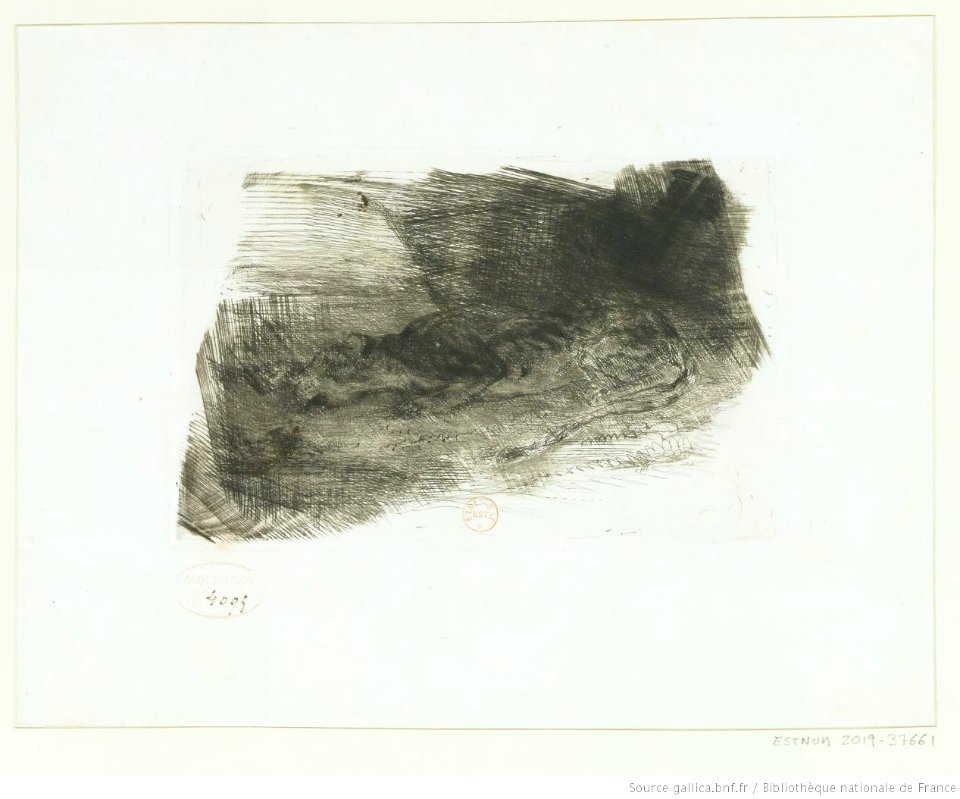 Delacroix - Tigre couché à l'entrée de son antre, btv1b100298815
