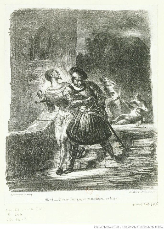 Delacroix - Méphistophélès et Faust fuyant après le duel, 3e état, btv1b10029761z
