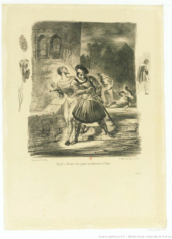Delacroix - Méphistophélès et Faust fuyant après le duel, 2e état, btv1b10029760h