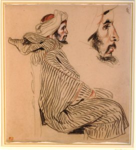 Delacroix - Studies of a seated Arab, 1968,0210.24, 1832