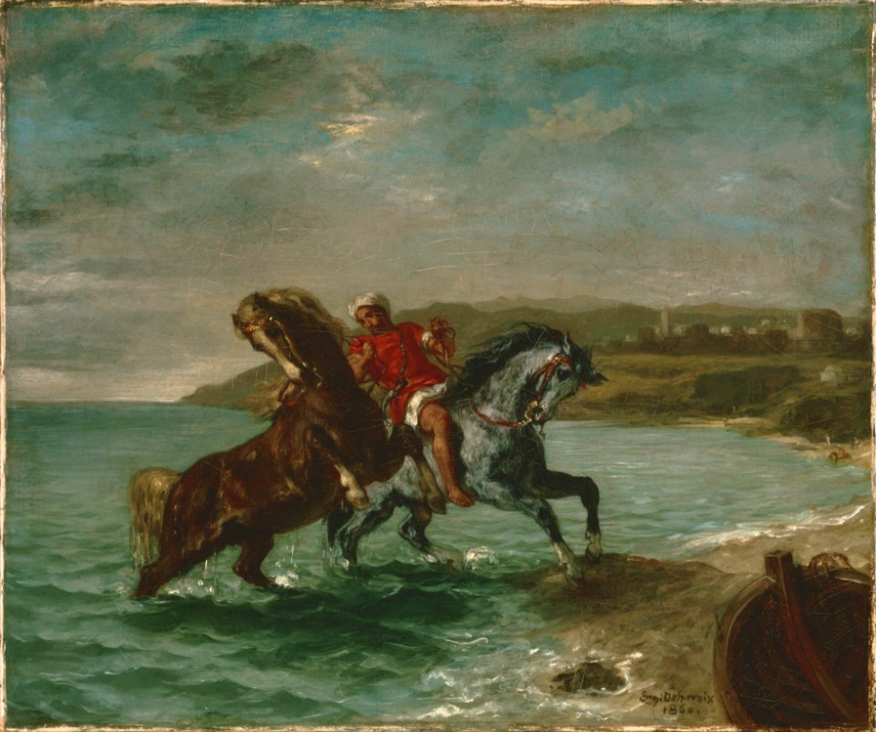 Eugène Delacroix - Chevaux sortant de la mer (1860)
