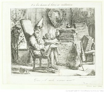 Delacroix - Un bon homme de lettres en méditation, 3e état de la 1re planche, btv1b10029680z