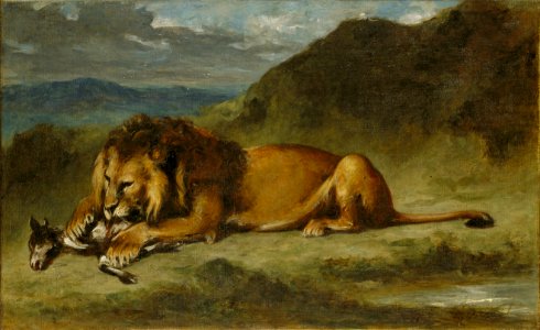 Eugène Delacroix - Lion dévorant une chèvre