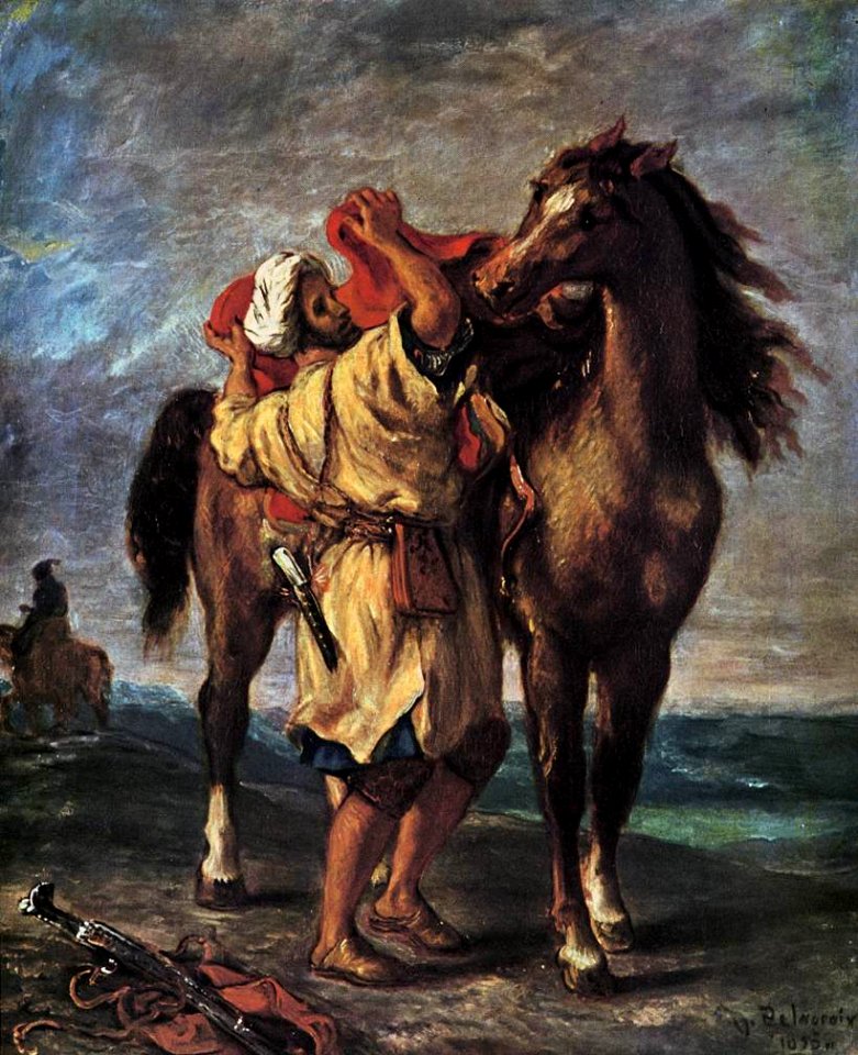 Eugène Delacroix - Marocan and his Horse - WGA6210