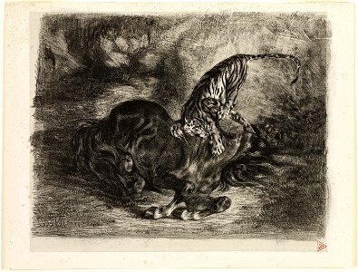 Delacroix - Wild Horse Brought Down by a Tiger, 1970.147