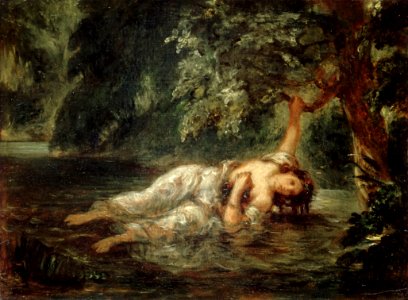 Eugène Delacroix - La mort d'Ophélie, 1853 (Louvre). Free illustration for personal and commercial use.