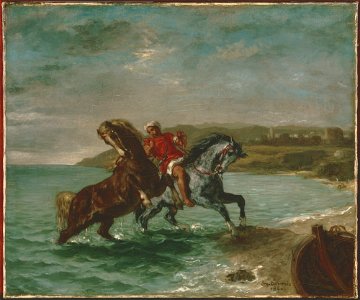 Ferdinand-Victor-Eugène Delacroix - Horses Coming Out of the Sea - Google Art Project. Free illustration for personal and commercial use.