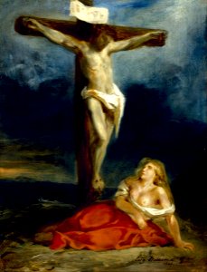 Eugène Delacroix - Saint Mary Magdalene at the Foot of the Cross - Google Art Project. Free illustration for personal and commercial use.