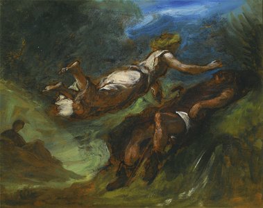 Eugène Delacroix - Hésiode et la Muse. Free illustration for personal and commercial use.
