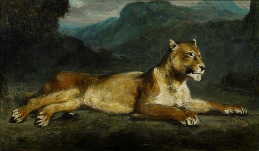 Eugène Delacroix - Inclinable lionne (ca.1855)