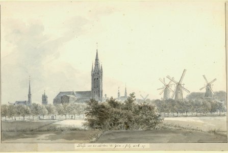 Delft uit het Noorden te zien 5 july 1826 B.J., Balthasar Jooss, SA Delft, inv.nr. 59207