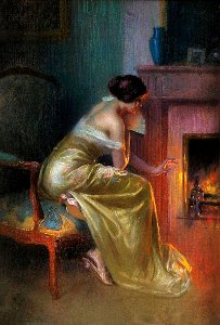 Delphin Enjolras - The Fireplace. Free illustration for personal and commercial use.
