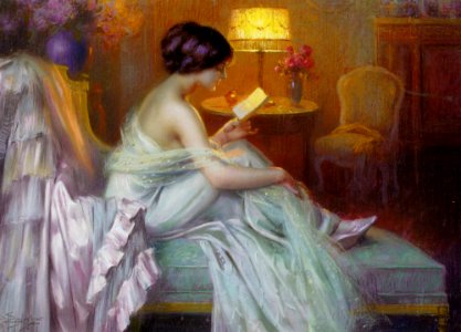 Delphin Enjolras - Reading at lamp light