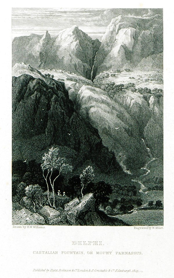 Delphi Castalian fountain, on Mount Parnassus - Williams Hugh William - 1829