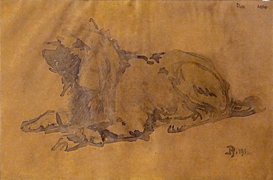 Deluermoz H. attr. - wash - Chien assis - 19.8x29.7cm