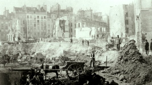 Demolition of Butte des Moulins for Avenue de l'Opéra, 1870