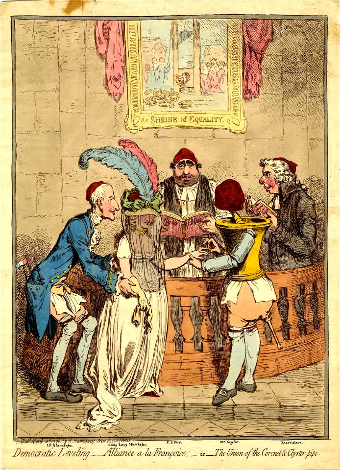 Democratic leveling; Alliance a la Françoise; or the Union of the Coronet & Clyster pipe. (BM 1868,0808.6506)