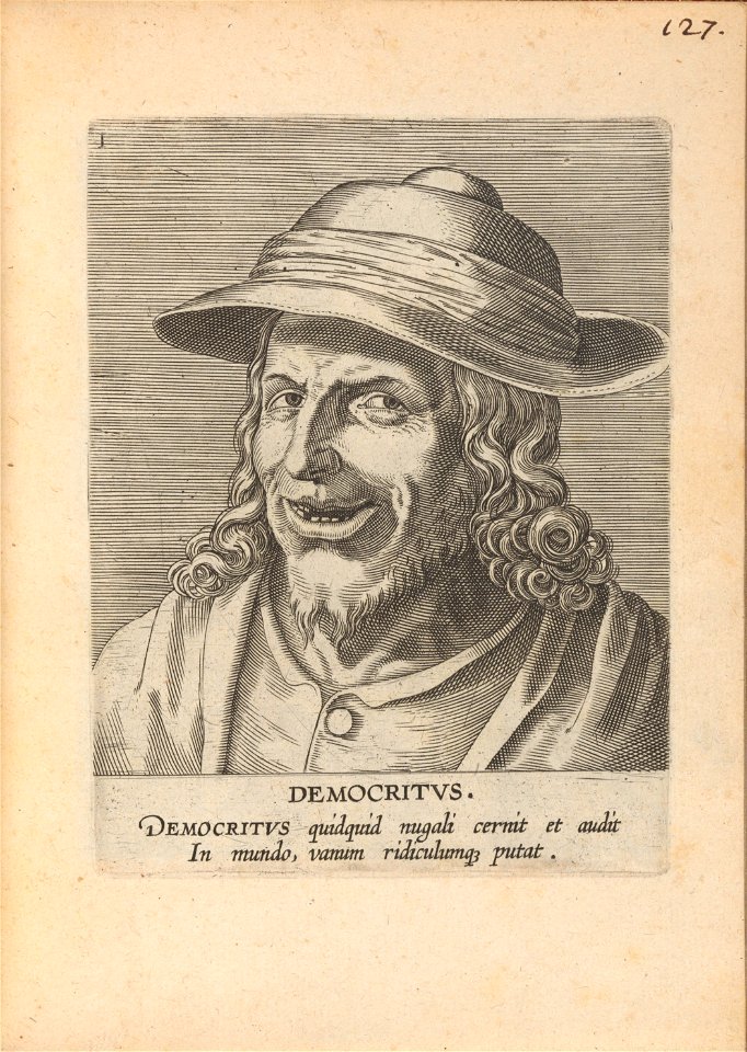 Democritus print by Philip Galle, S.V 89250, Prints Department, Royal Library of Belgium