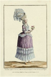 Demoiselle habillée en Caracot, coeffée d'un Bonnet à la Pouponne